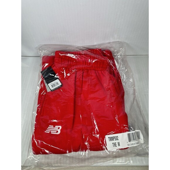 Size M Mens New Balance Training Sweatpants Red Joggers Pants Fleece NEW